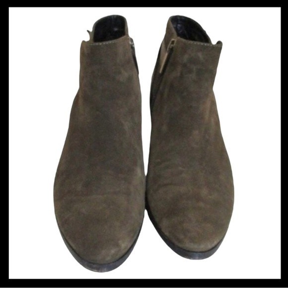 Aquatalia Suede Zip Ankle Boots Green - Picture 4 of 7